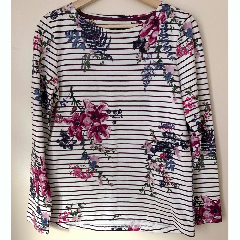 Joules • 6 • Long Sleeve Striped Floral T Shirt Top